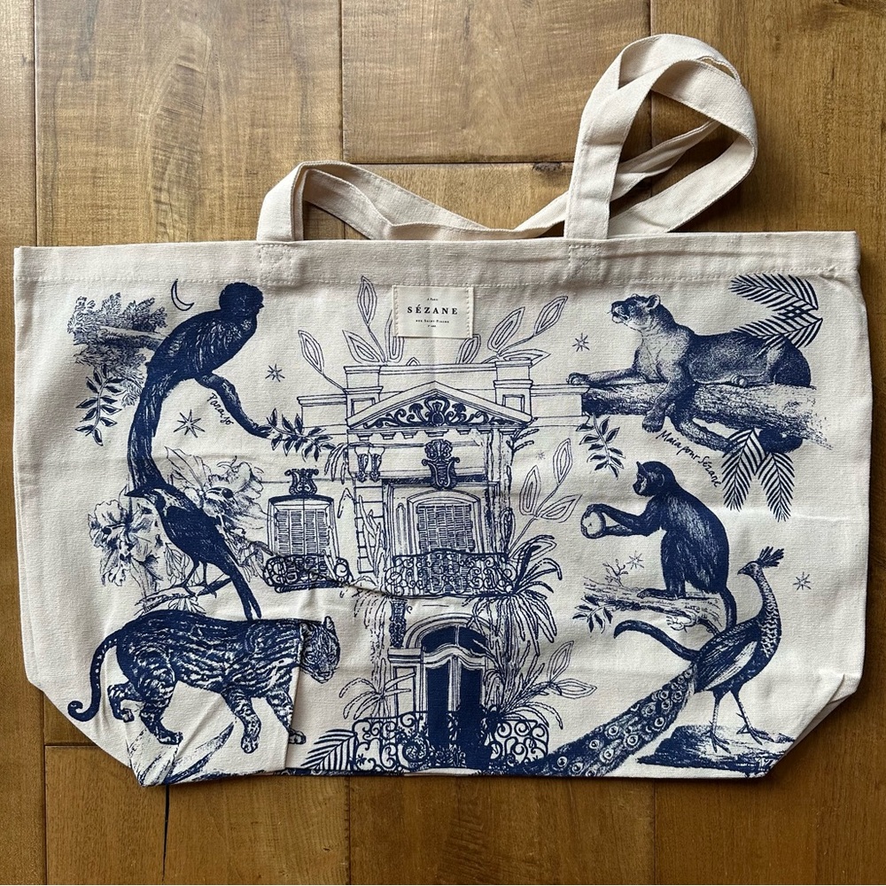 Sezane tote bag jungle print